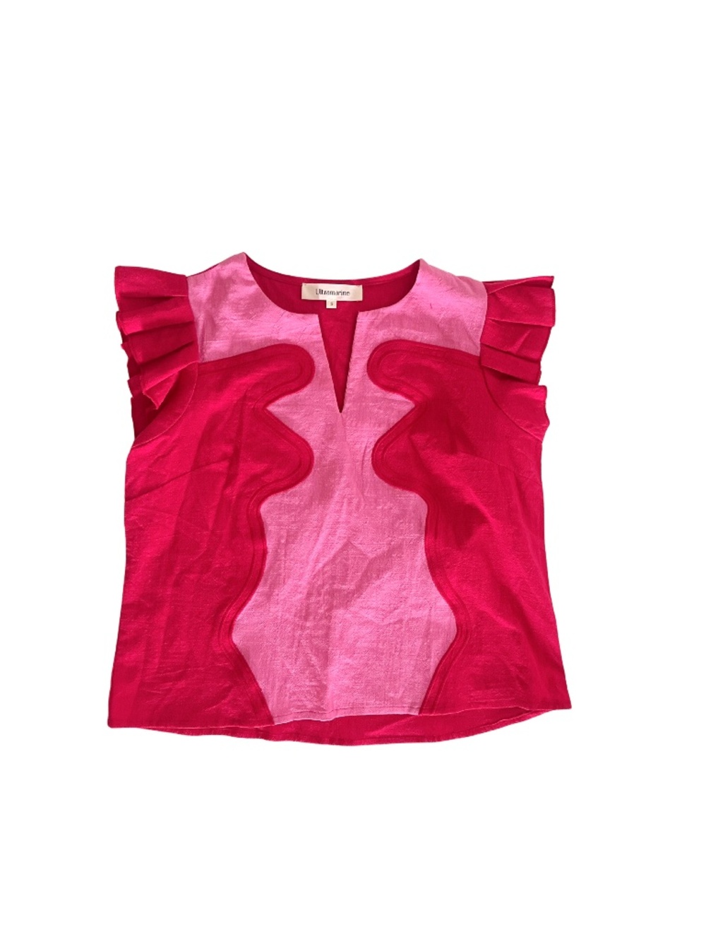 Ultramarine Wavy Pop Flutter Top Pink Magenta Colorblock Cotton Small
